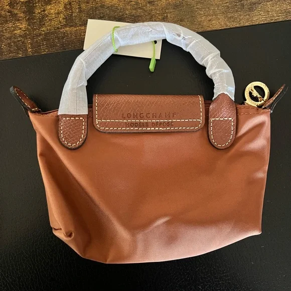 Cognac Longchamp Le Pliage Original Pouch with Handle - Picture 2 of 5